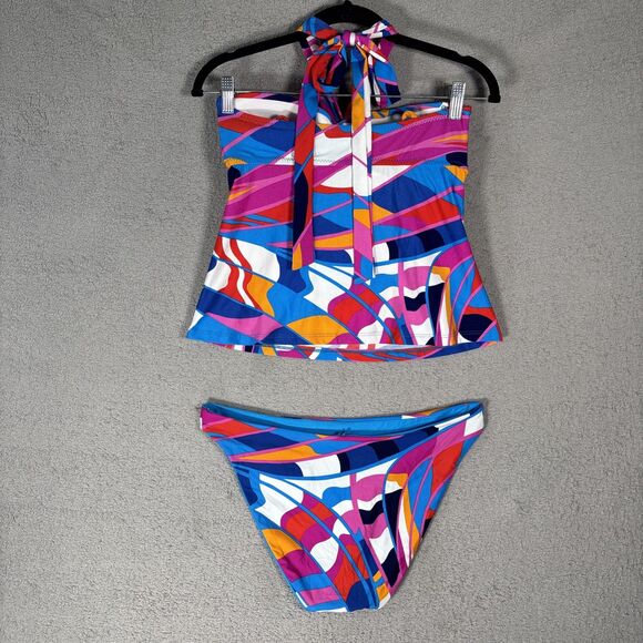 NWT Trina Turk Rio Convertible Bandeau Tankini Set Women’s Size 6 Psychedelic - Picture 12 of 16